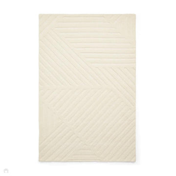 Hudson Bay 24127 Modern Plain Diagonal Linear Geometric Hand-Woven High-Density Textured Carved Hi-Lo 3D Effect Cut & Loop Wool Pile Ivory Rug-Think Rugs-Rug Love - The Most Loved Rug Store